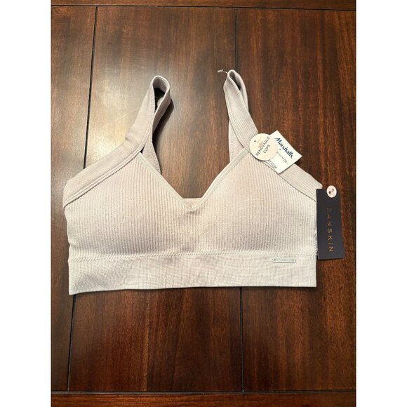 Danskin S Ribbed Sports Bra With Removable Cups - Light Beige - Picture 2 of 7